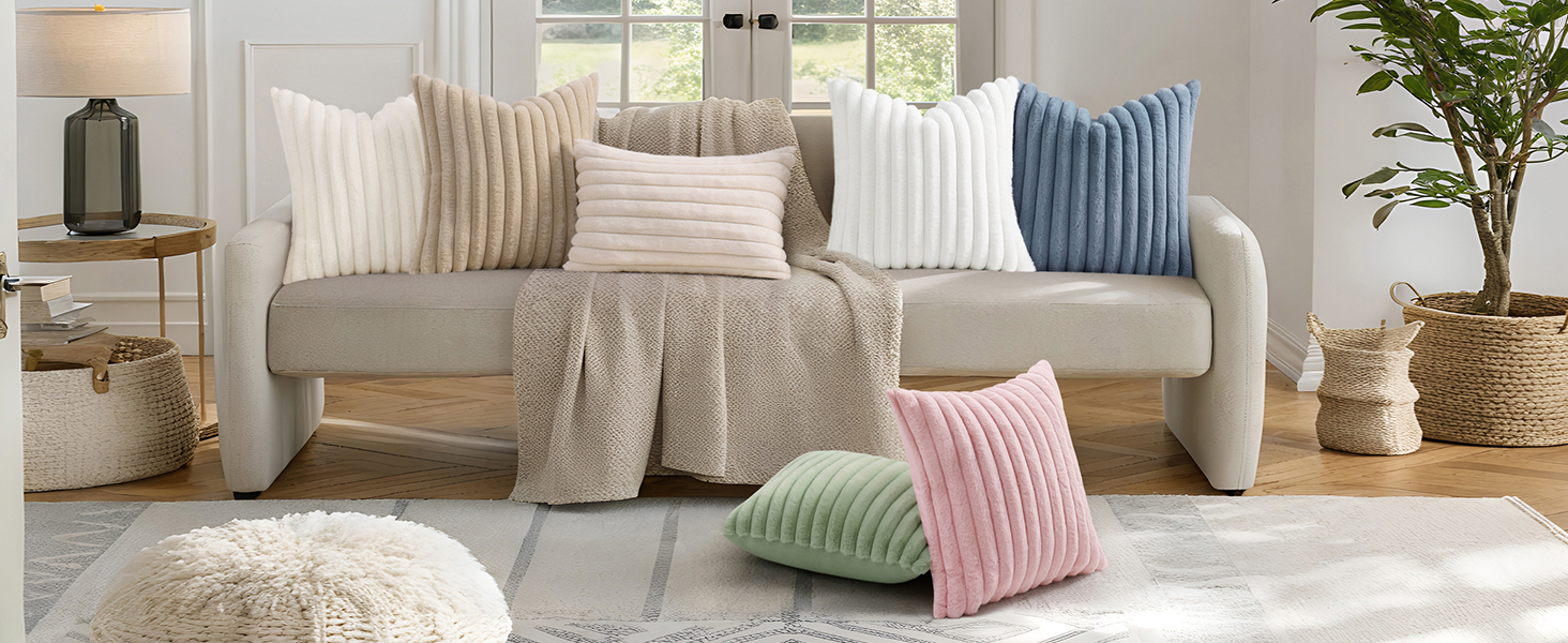 Amazon.com: decorUhome Summer Cozy Faux Fur Throw Pillow Covers